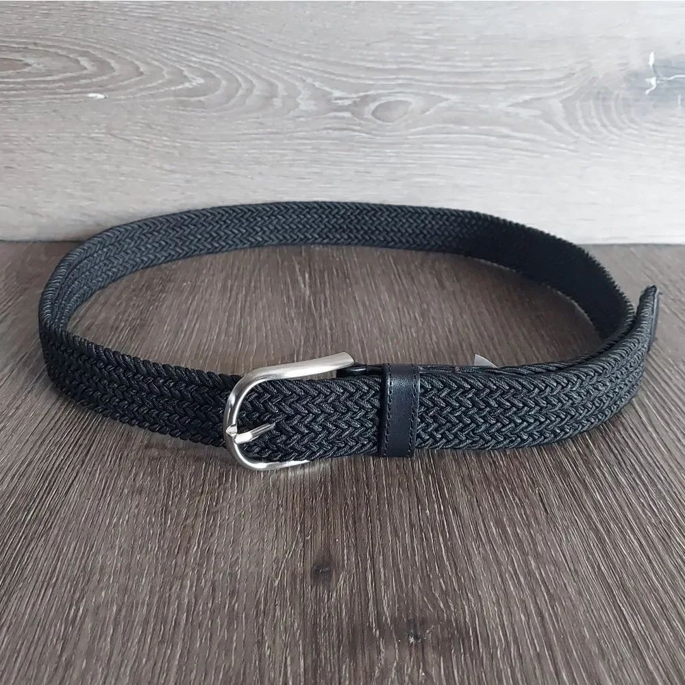 Hawker Rye Black Woven Braided Stretch Belt Large 38-40